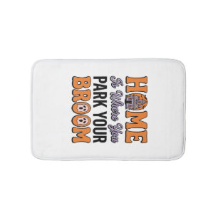 Halloween Thuis Parkeer Je Bezem Vintage Typografi Badmat