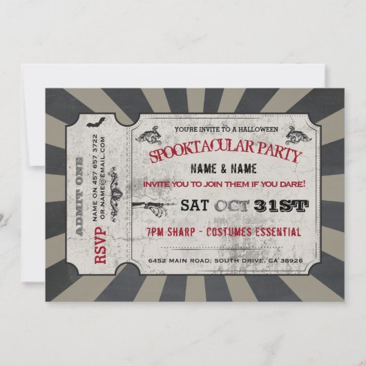 Halloween Ticket Party Spooktacular nodigt Spooky  Kaart (Voorkant)