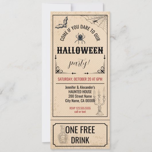  Halloween Ticket Uitnodiging (Voorkant)