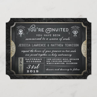 Halloween Ticket Union of Souls Wedding Invitation Kaart