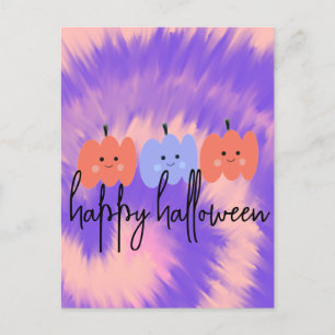 Halloween Tie Dye Pompoen Hand Getekend Briefkaart