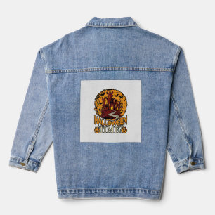 Halloween Tijd Geheime Huis Volle Maan Pompoenen Denim Jacket