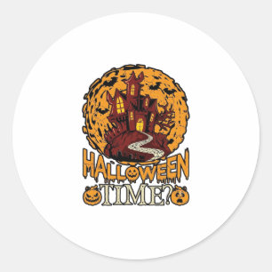 Halloween Tijd Geheime Huis Volle Maan Pompoenen Ronde Sticker
