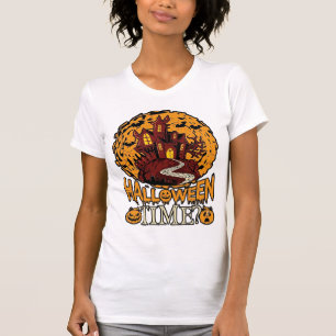Halloween Tijd Geheime Huis Volle Maan Pompoenen T-shirt