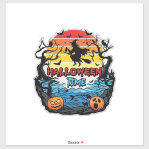 Halloween Tijd Heksen Pompoenen Vleermuizen Zonson Sticker