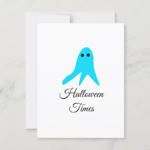 Halloween tijden blauwe spook krabbel hand-getrokk briefkaart
