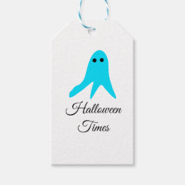 Halloween tijden blauwe spook krabbel hand-getrokk cadeaulabel