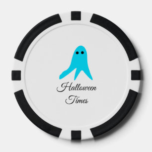 Halloween tijden blauwe spook krabbel hand-getrokk poker chips
