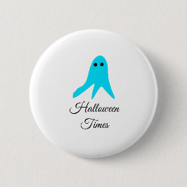 Halloween tijden blauwe spook krabbel hand-getrokk ronde button 5,7 cm