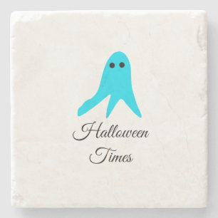 Halloween tijden blauwe spook krabbel hand-getrokk stenen onderzetter