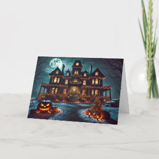 Halloween tijdens het kerst Wenskaart Aankondiging