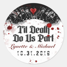 Halloween Til Death Bloed Splatter Bruiloft Label