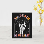 Halloween Til Death Do US Party Retro Bachelorette Kaart (Gele Bloem)