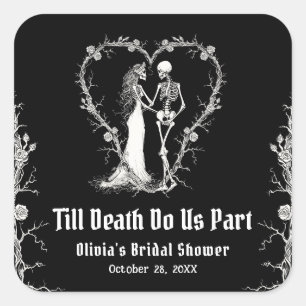 Halloween Till Death Do Us Part Vrijgezellenfeest Vierkante Sticker