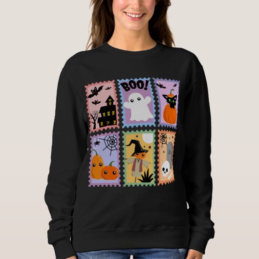 Halloween Timbre collage Sweatshirt féminin (Devant)