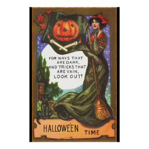  Halloween Time Dark Witch Greeting Perfect Poster