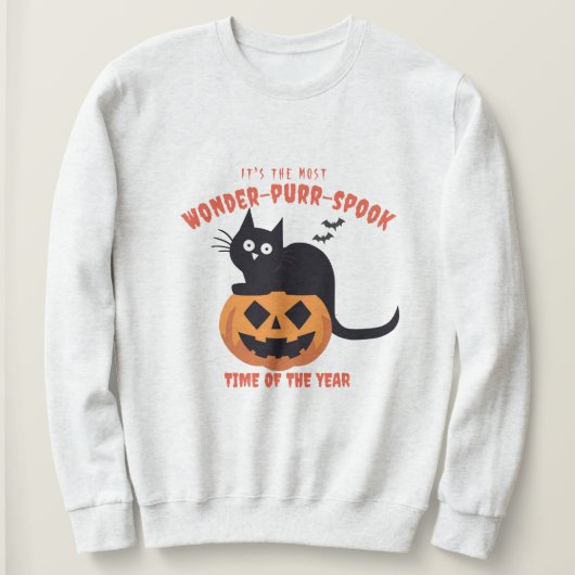 Halloween Time Pumpkin Black Cat Sweatshirt (Design voorkant)
