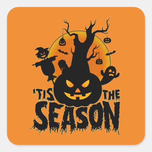 Halloween 'Tis het seizoen pompoen Vierkante Sticker (Voorkant)