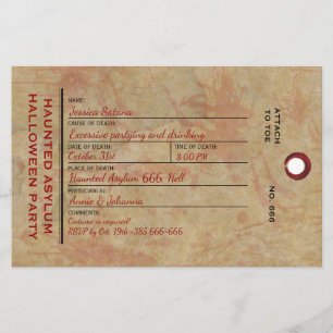Halloween Toe Label Haunted Asylum Party Briefpapier