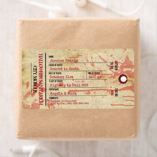 Halloween Toe Label Haunted Sanitarium Party (Insitu)