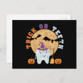 Halloween tooth hat dentist dental assistent trick briefkaart (Voorkant / Achterkant)