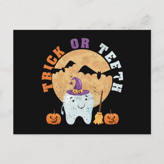 Halloween tooth hat dentist dental assistent trick briefkaart (Voorkant)