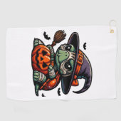 Halloween Tortoise Turtle Witch Hat Costume Spooky Golfhanddoek (Horizontaal)