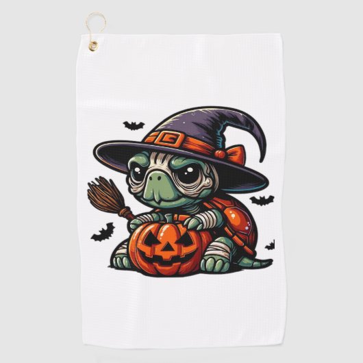 Halloween Tortoise Turtle Witch Hat Costume Spooky Golfhanddoek (Voorkant)