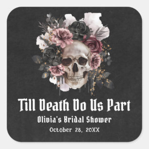 Halloween Tot de Dood Ons Scheidt Bruidsfeest Vierkante Sticker