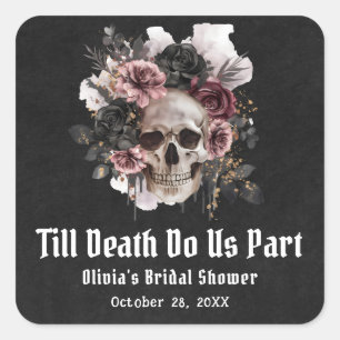 Halloween Tot de Dood Ons Scheidt Bruidsfeest Vierkante Sticker