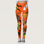 Halloween Tout mignon Leggings sorcier chauve-sour (Devant)