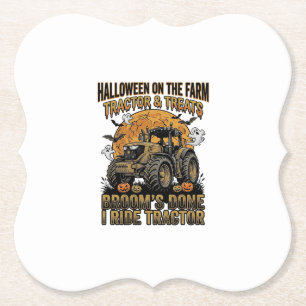 Halloween Tractor T-shirt Grappige Boerderij Heks Kartonnen Onderzetters