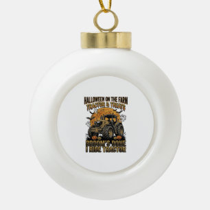Halloween Tractor T-shirt Grappige Boerderij Heks Keramische Bal Ornament