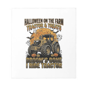 Halloween Tractor T-shirt Grappige Boerderij Heks Notitieblok