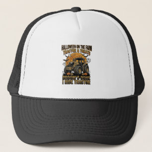 Halloween Tractor T-shirt Grappige Boerderij Heks  Trucker Pet