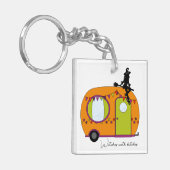 Halloween trailer rv camper sleutelhanger (Voorkant Links)