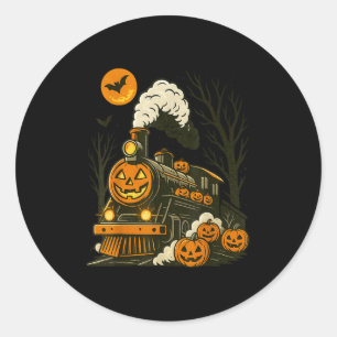 Halloween Trains Pompoen Ronde Sticker