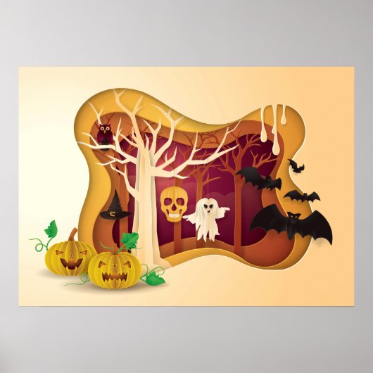 Halloween Tree Papercut Ghost & Skull Poster (Voorkant)