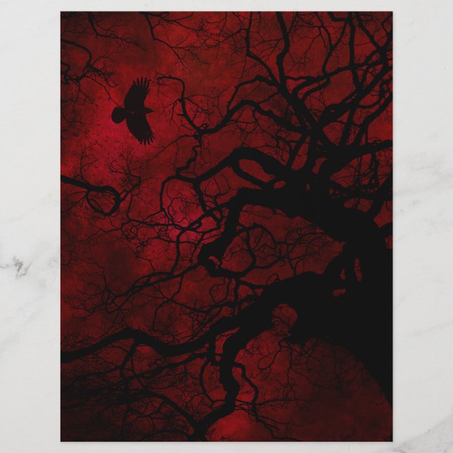 Halloween Tree Red Scrapbook Paper (Voorkant)
