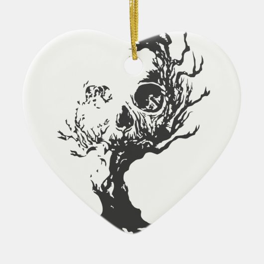 Halloween Tree Skull Keramisch Ornament (Voorkant)