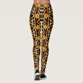 Halloween Tribal Purple Orange Leggings (Dos)