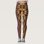 Halloween Tribal Purple Orange Leggings (Devant)