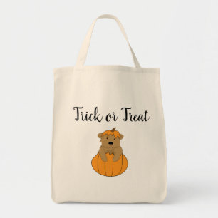 Halloween Trick or treat Beer in Pumpkin Canvas ta Tote Bag