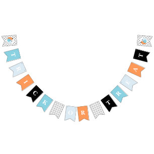 Halloween TRICK OR TREAT Blue Pomkins and spiders Vlaggetjes