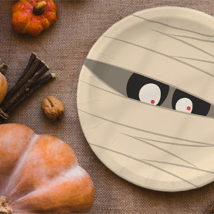 Halloween Trick or treat Cute Mummy Squiggly Eyes Papieren Bordje