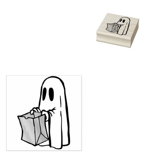 Halloween trick or treat geest 	rubberstempel (Gestempeld)