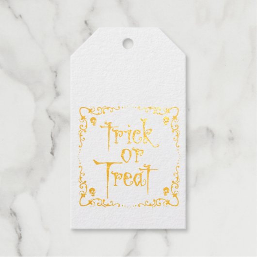 Halloween Trick or treat Goud Cadeaulabels (Voorkant)