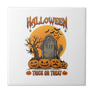 Halloween Trick Or Treat Grafsteen Zombie Handen P Tegeltje
