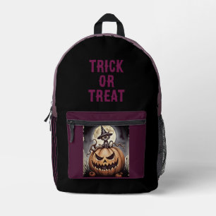 Halloween, Trick or Treat, Griezeldrukwerk Pompoen Bedrukte Rugzak