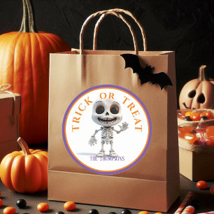 Halloween Trick or treat groot hoofd skelet Ronde Sticker